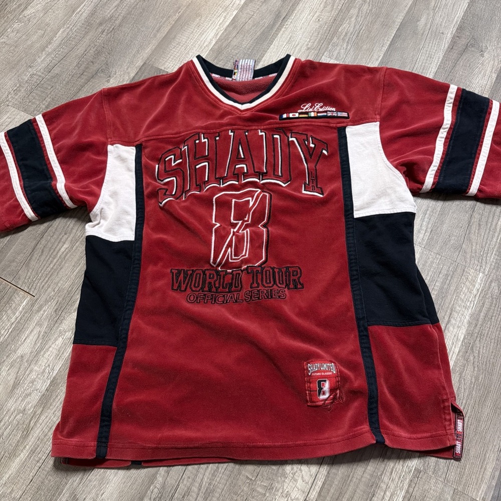 Eminem Shady Jersey Shirt Men M Med Red World Tour Limited Edition Velour Y2K